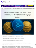 Crypto market news: BTC near $112K, ETH drops below $4,200 as fear grips traders - CoinJournal