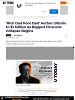 'Rich Dad Poor Dad' Author: Bitcoin to $1 Million As Biggest Financial Collapse Begins