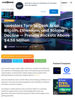 Investors Turn to Ozak AI as Bitcoin, Ethereum, and Solana Decline — Presale Rockets Above $4.56 Million | Live Bitcoin News