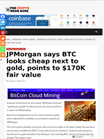 JPMorgan says BTC looks cheap next to gold, points to $170K fair value - The Crypto News Wire