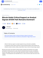 Bitcoin Holds Critical Support as Analyst Signals $105K Path Remains Dominant: Guest Post by 36crypto | CoinMarketCap