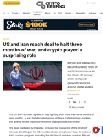 US and Iran reach deal to halt three months of war, and crypto played a surprising role