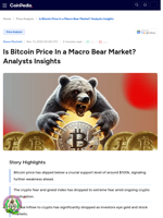 Is Bitcoin Price In a Macro Bear Market? Analysts Insights