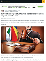 Kucoin Has Not Paid $2M Award Tied to Delisted Token Dispute, Investor Says