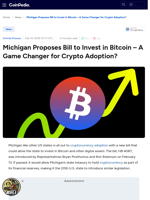 Michigan Proposes Bill to Invest in Bitcoin – A Game Changer for Crypto Adoption?
