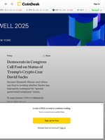 Democrats in Congress Call Foul on Status of Trump's Crypto Czar David Sacks