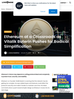 Ethereum at a Crossroads as Vitalik Buterin Pushes for Radical Simplification | Live Bitcoin News