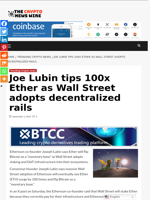 Joe Lubin tips 100x Ether as Wall Street adopts decentralized rails - The Crypto News Wire