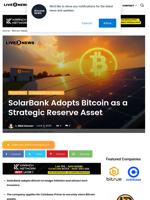 SolarBank Adopts Bitcoin as a Strategic Reserve Asset | Live Bitcoin News