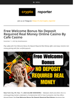 Free Welcome Bonus No Deposit Required Real Money Online Casino By Cafe Casino