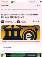 Singapore CBDC To Settle Tokenized MAS Bill