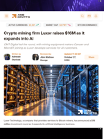 Crypto mining firm Luxor raises $16M as it expands into AI - AMBCrypto