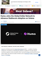 Huma Joins the Global Dollar Network to Advance Stablecoin Adoption on Solana - TheNewsCrypto