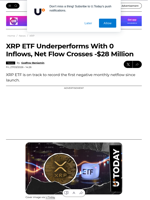 XRP ETF Underperforms With 0 Inflows, Net Flow Crosses -$28 Million - U.Today