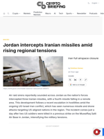 Jordan intercepts Iranian missiles amid rising regional tensions