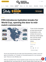 FIFA introduces hydration breaks for World Cup, opening the door to mid-match commercials