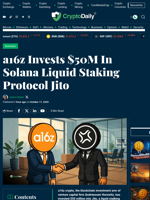 a16z Invests $50M In Solana Liquid Staking Protocol Jito - Crypto Daily
