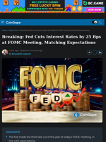 Fed Cuts Interest Rates by 25 Bps at FOMC Meeting, Matching Expectations