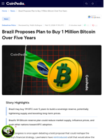 Brazil Proposes Plan to Buy 1 Million Bitcoin Over Five Years
