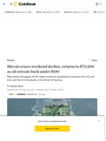 BItcoin price news: BTC retakes $73,000 as oil gives up gains, stocks advance