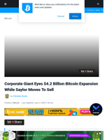 Corporate Giant Eyes $4.2 Billion Bitcoin Expansion While Saylor Moves To Sell