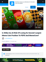Is Shiba Inu At Risk Of Losing Its Second-Largest Meme Coin Position To PEPE And MemeCore? | Bitcoinist.com