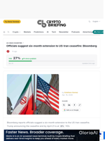 Officials suggest six-month extension to US-Iran ceasefire: Bloomberg