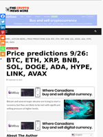 Price predictions 9/26: BTC, ETH, XRP, BNB, SOL, DOGE, ADA, HYPE, LINK, AVAX - The Crypto News Wire