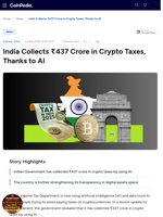 India Collects ₹437 Crore in Crypto Taxes, Thanks to AI