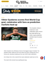 Viktor Gyokeres scores first World Cup goal, celebrates with fans as prediction markets heat up