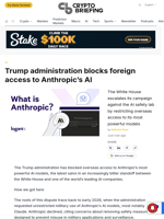 Trump administration blocks foreign access to Anthropic's AI