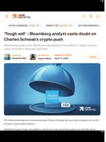 'Tough sell' - Bloomberg analyst casts doubt on Charles Schwab’s crypto push - AMBCrypto