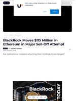 BlackRock Moves $115 Million in Ethereum in Major Sell-Off Attempt - U.Today