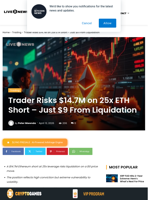 Trader Risks $14.7M on 25x ETH Short - Just $9 From Liquidation | Live Bitcoin News