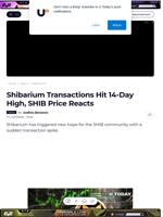 Shibarium Transactions Hit 14-Day High, SHIB Price Reacts - U.Today
