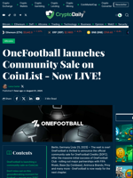 OneFootball launches Community Sale on CoinList - Now LIVE! - Crypto Daily