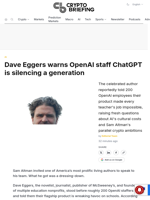 Dave Eggers warns OpenAI staff ChatGPT is silencing a generation