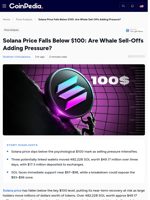 Solana Price Falls Below $100: Are Whale Sell-Offs Adding Pressure?