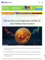 Bitcoin hits record high above $120K; US June inflation data awaited - CoinJournal
