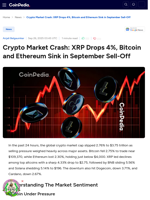 Crypto Market Crash: XRP Drops 4%, Bitcoin and Ethereum Sink in September Sell-Off