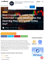 Best Crypto Pre-sales 2025 Watchlist: Could DexBoss Be the Next Big Play Alongside Shiba Inu? | Live Bitcoin News