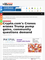 Crypto.com’s Cronos erases Trump pump gains, community questions demand - The Crypto News Wire