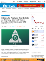 Bitcoin to Replace Real Estate as Primary Store of Value Says Former Coinbase CTO ⋆ ZyCrypto
