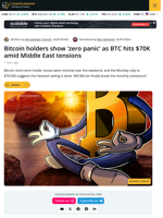 Bitcoin Re-tests $70K as Loss Flows Drop to 2-Week Low