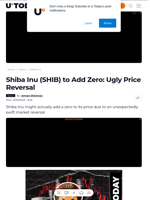 Shiba Inu (SHIB) to Add Zero: Ugly Price Reversal - U.Today