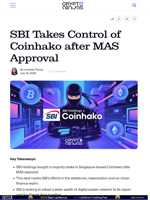 SBI Takes Control of Coinhako after MAS Approval