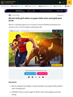 Bitcoin bulls grill sellers as Japan debt woes send gold past $3.3K