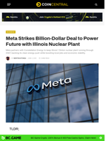 Meta Strikes Billion-Dollar Deal to Power Future with Illinois Nuclear Plant - CoinCentral