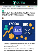 XRPL EVM Sidechain Hits Key Milestones With Over 17,000 Users and 160 Tokens