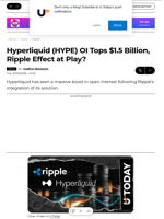 Hyperliquid (HYPE) OI Tops $1.5 Billion, Ripple Effect at Play? - U.Today